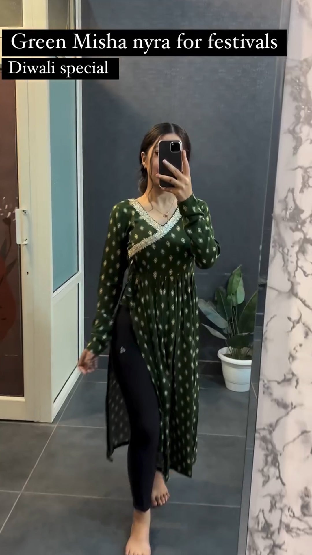 Dressyloo New Green Less Printed Misha Nyra cut kurtis